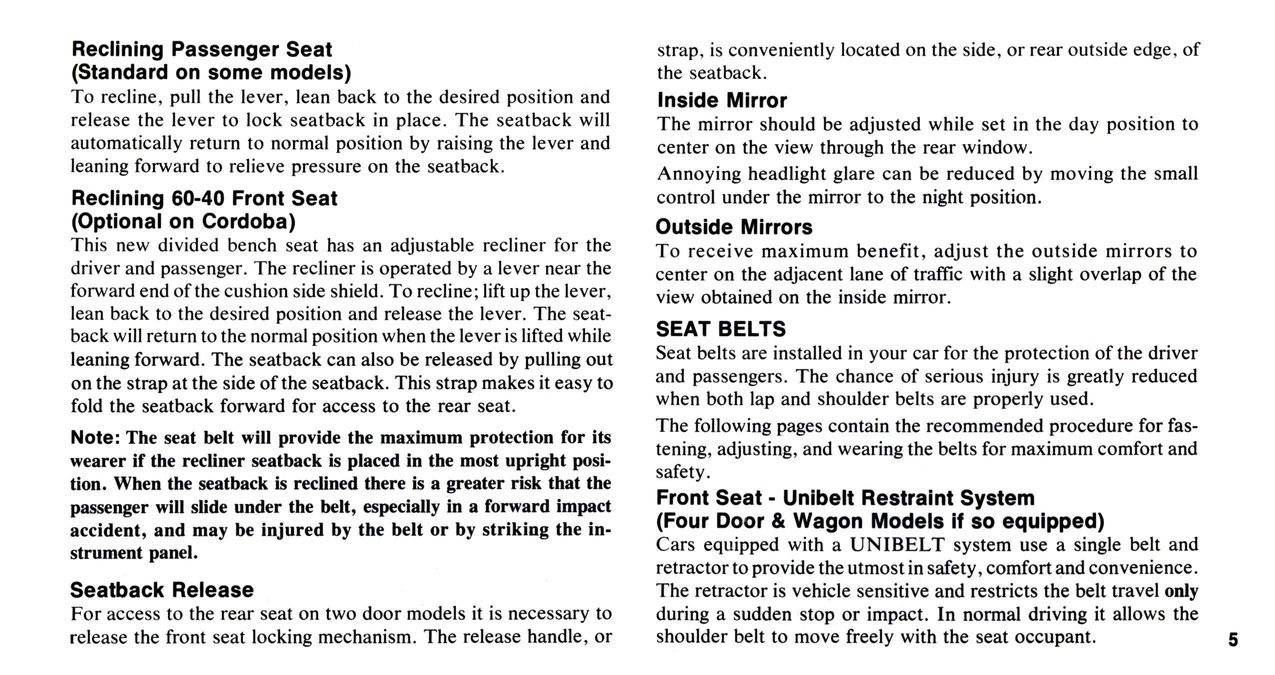 1976 Chrysler Owners Manual Page 52